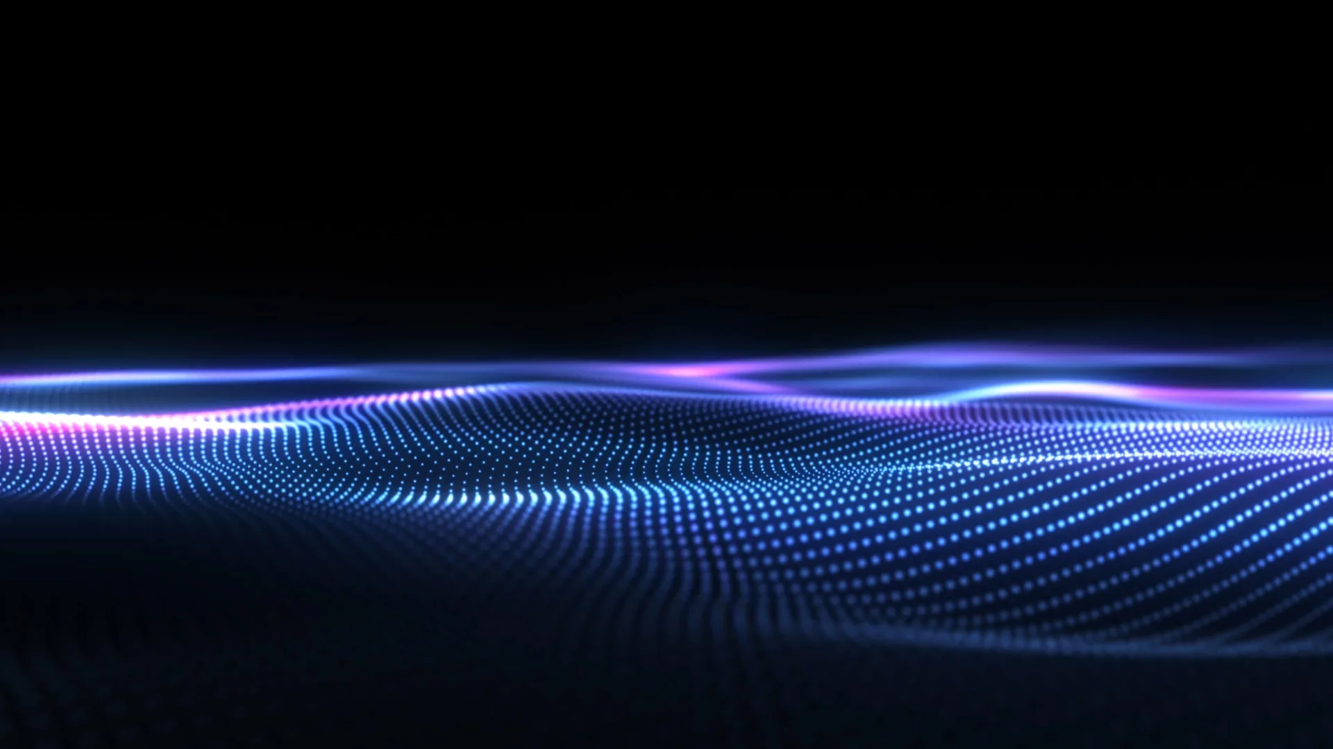 Abstract wave of glowing blue and purple data points on a dark background
